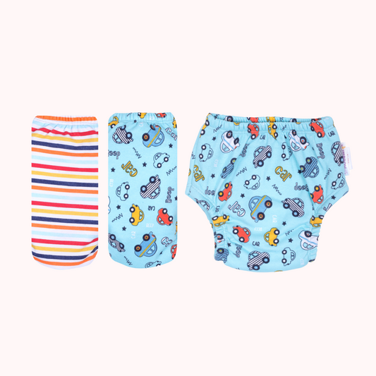 Strip & Blue (Pack of 2) Padded Underwear for Growing Babies/Toddlers