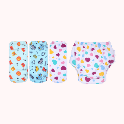 Pack of 3 Strip, White & Blue Padded Underwear for Growing Babies/Toddlers