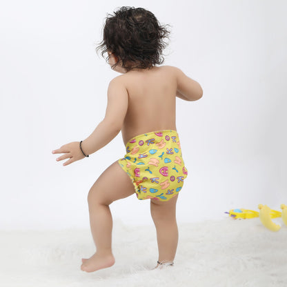 Yellow & White DryFeel Improvus Cloth Nappy - Langot (Pack of 2)