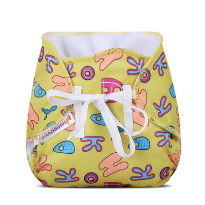 Yellow & White DryFeel Improvus Cloth Nappy - Langot (Pack of 2)