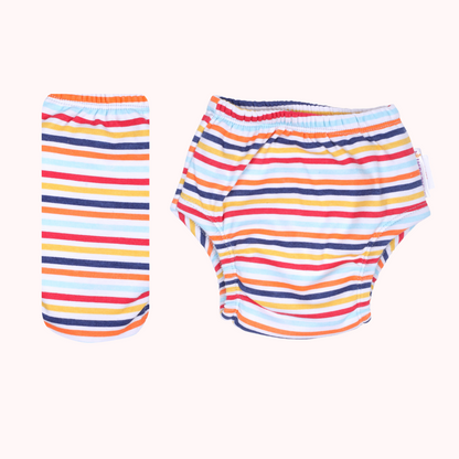 Strip & White (Pack of 2) Padded Underwear for Growing Babies/Toddlers