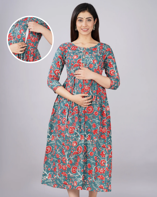 Grey Gowan Maternity Nursing Gown with Feeding Zip