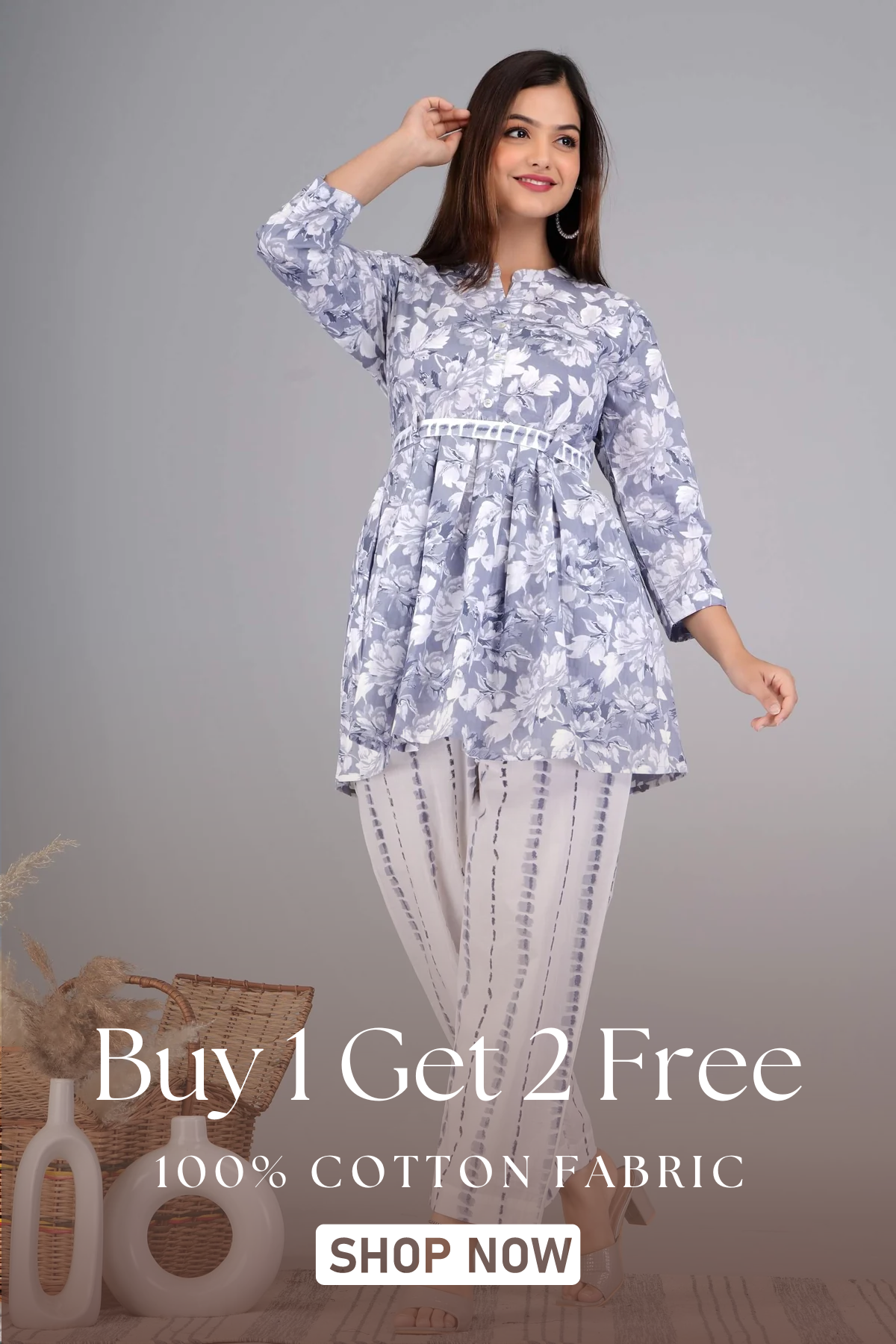 Super Comfortable Floral Printed Cotton Co Ord set for Women
