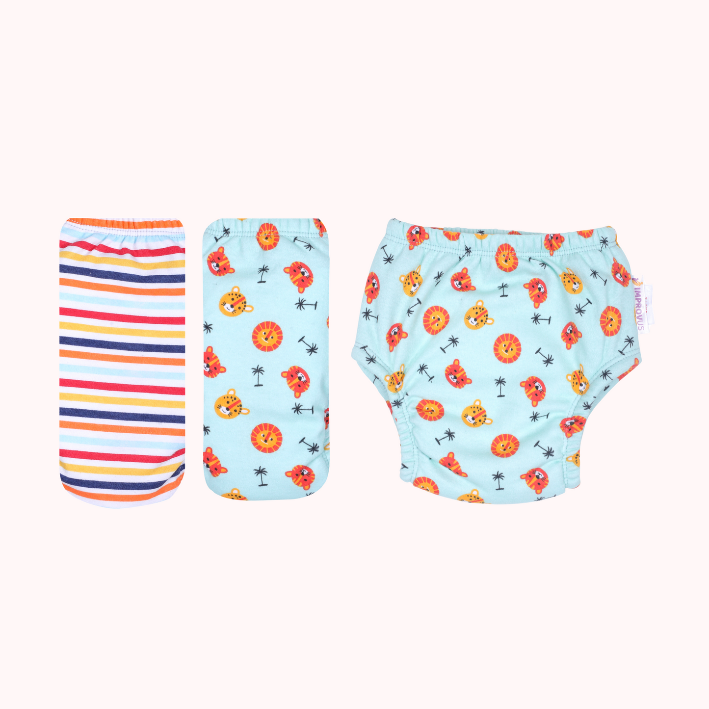 Strip & Blue (Pack of 2) Padded Underwear for Growing Babies/Toddlers