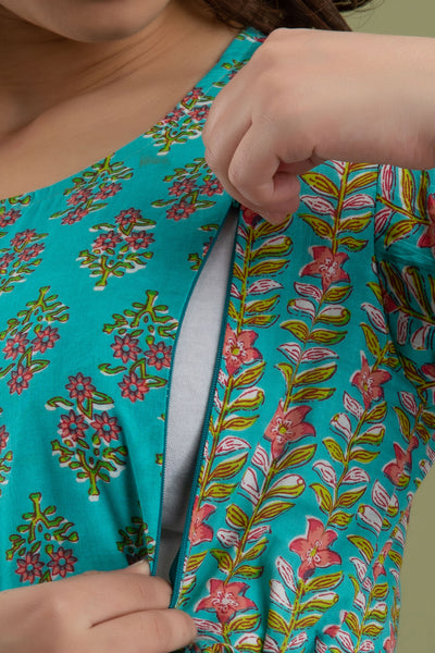 Aqua Yog Maternity Nursing Gown with Feeding Zip