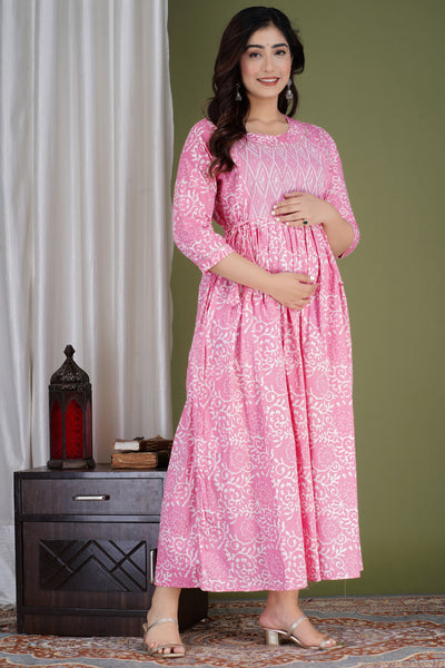 Pink Box Yog Maternity Nursing Gown with Feeding Zip