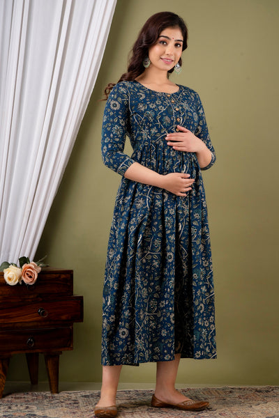 Space Cadet Maternity Nursing Gown with Feeding Zip