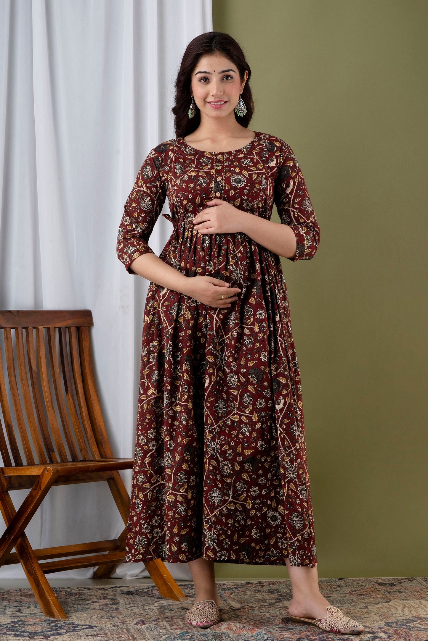 Pan Chidi Maternity Nursing Gown with Feeding Zip