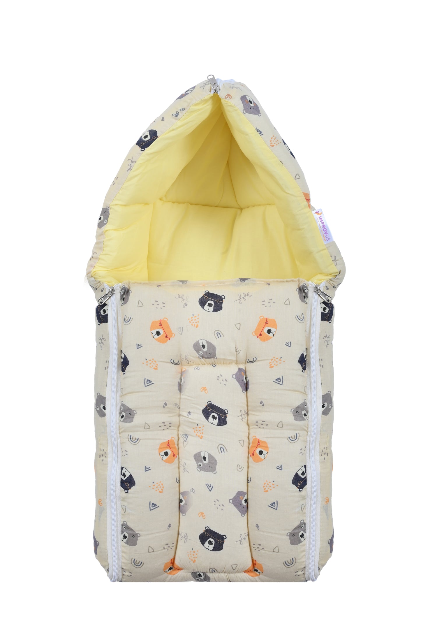 Improvus Yellow Teddy print 3 in 1 Baby Bed & Carry Nest, for New Born & Infant, Portable Bassinet