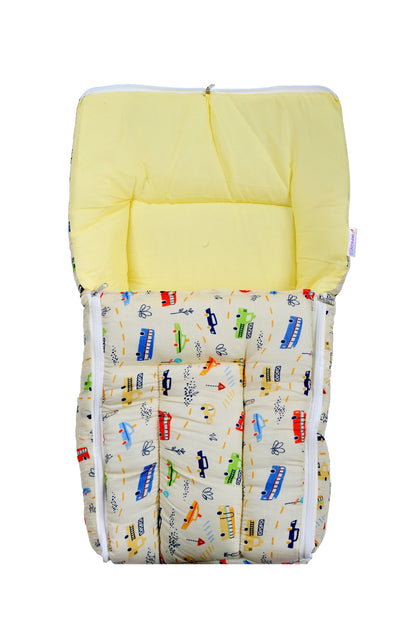 Improvus Yellow Car print 3 in 1 Baby Bed & Carry Nest, for New Born & Infant, Portable Bassinet