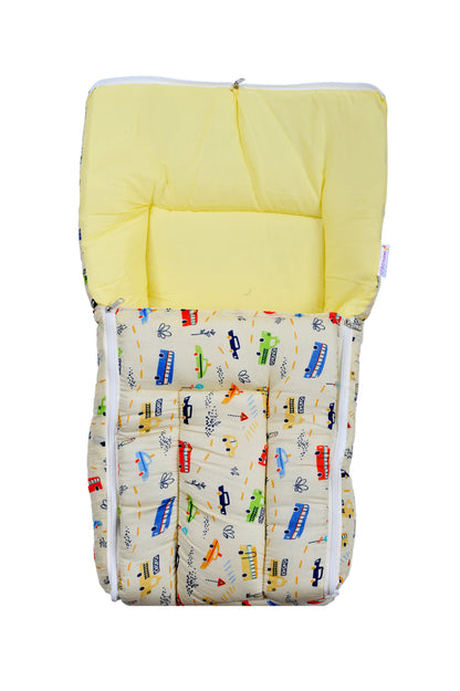 Improvus Yellow Car print 3 in 1 Baby Bed & Carry Nest, for New Born & Infant, Portable Bassinet