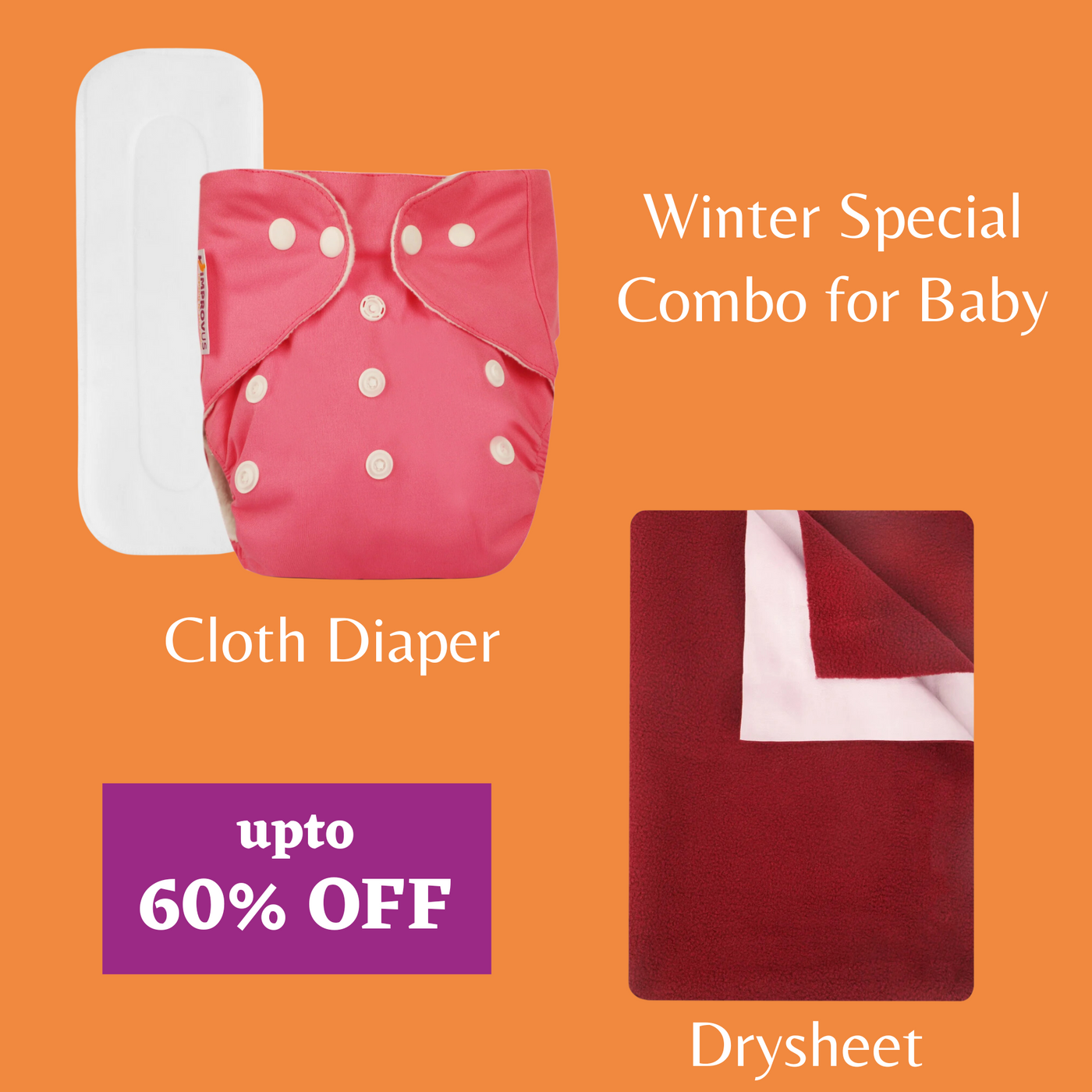 Winter Special Combo of Dry Sheet and Cloth Diaper of Strong Color