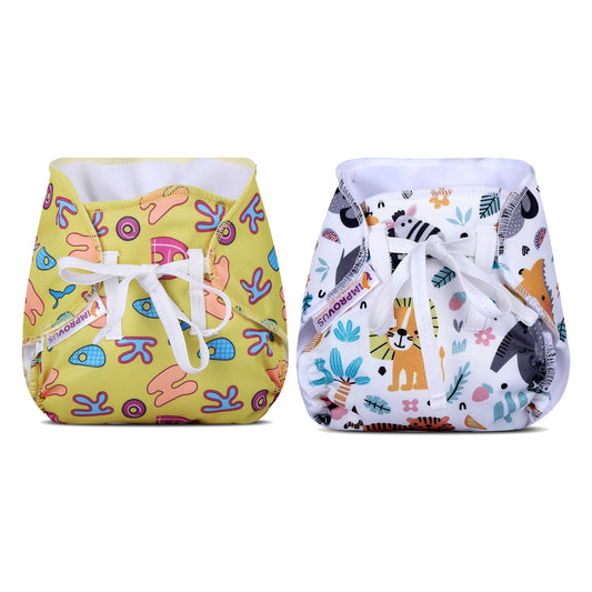 Yellow & White DryFeel Improvus Cloth Nappy - Langot (Pack of 2)