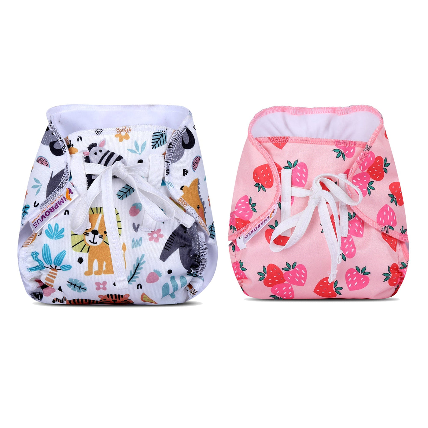 White & Baby Pink DryFeel Improvus Cloth Nappy - Langot (Pack of 2)
