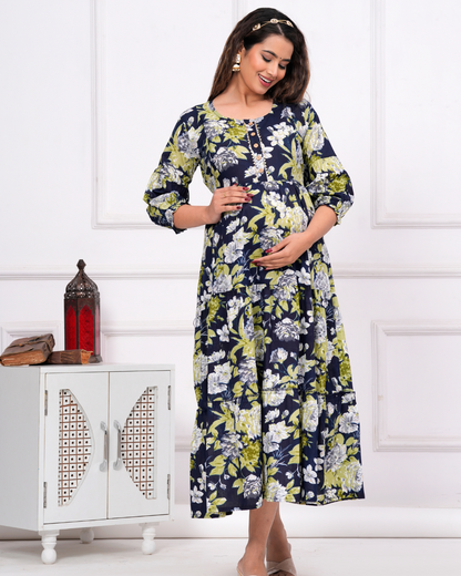 Adjustable Cotton Maternity Kurti: Invisible Feeding Zip