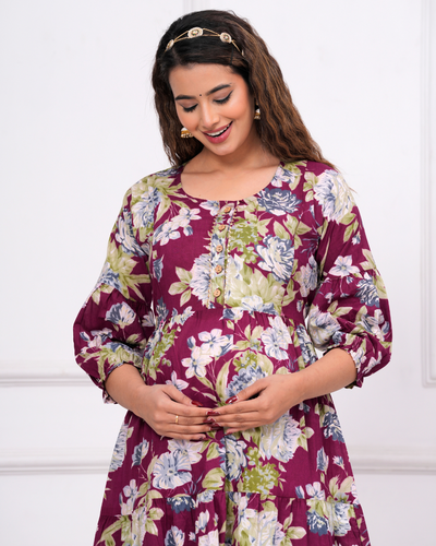 Expectant Attire Maternity Gown: Invisible Feeding Zip