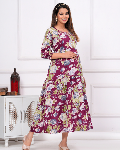 Expectant Attire Maternity Gown: Invisible Feeding Zip