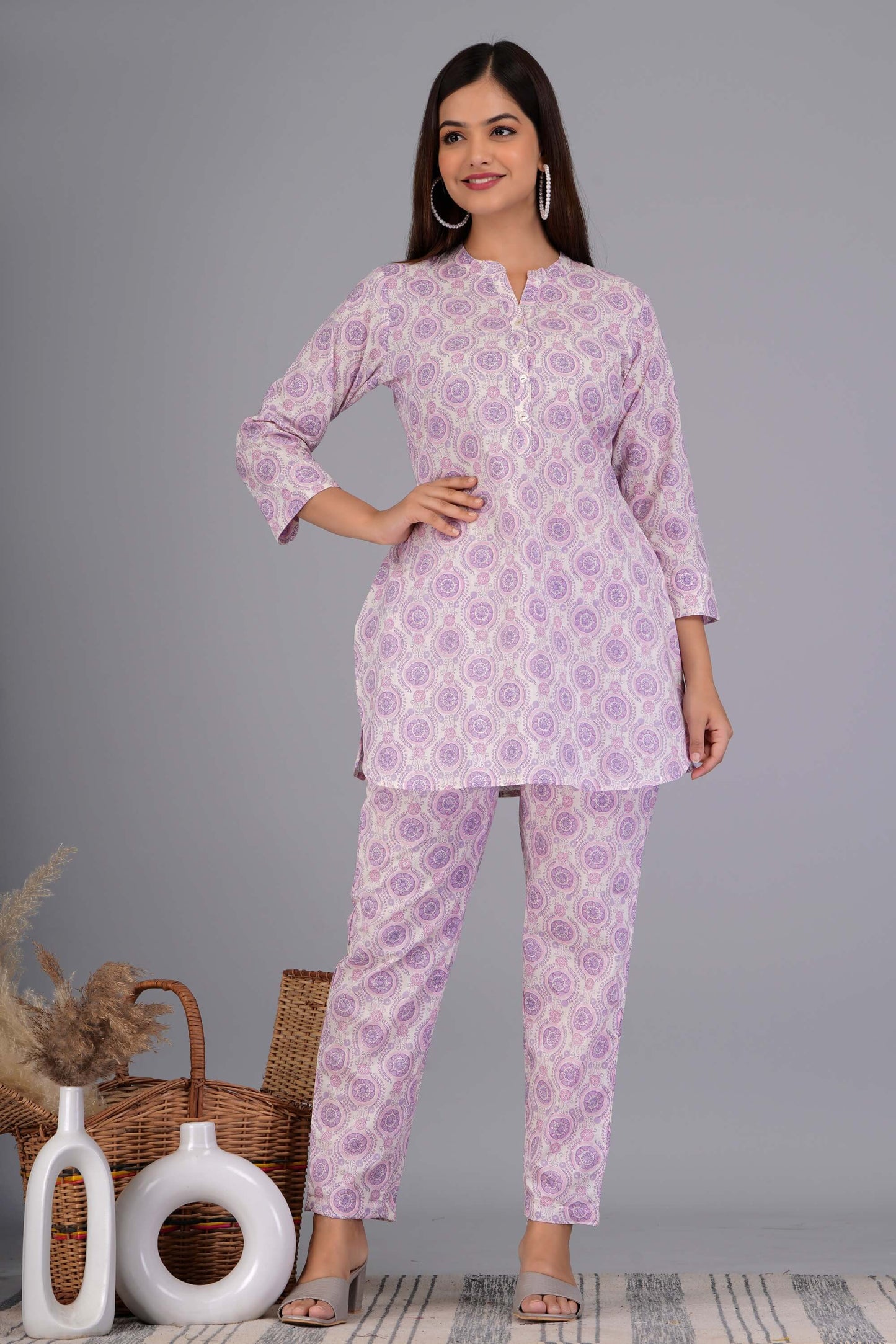 Mom's Demanded Floral Printed Cotton Co Ord Set